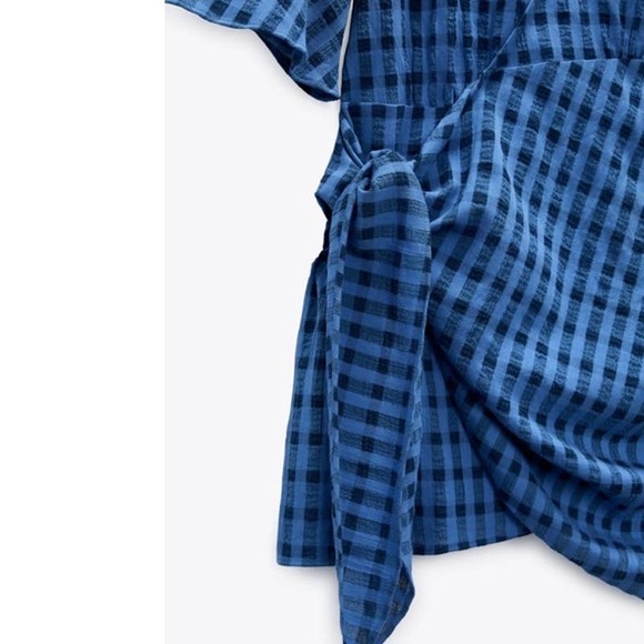 Zara Women's size L Large Double Breasted Plaid Wrap Mini Dress - Picture 8 of 8